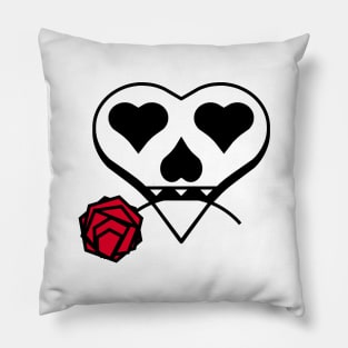 Skull-Heart with a rose in the teeth Pillow