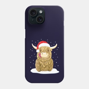 Scottish Highland Cow In The Christmas Snow Phone Case