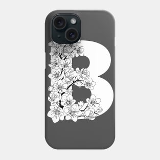 Monochrome capital letter B patterned with sakura twig Phone Case