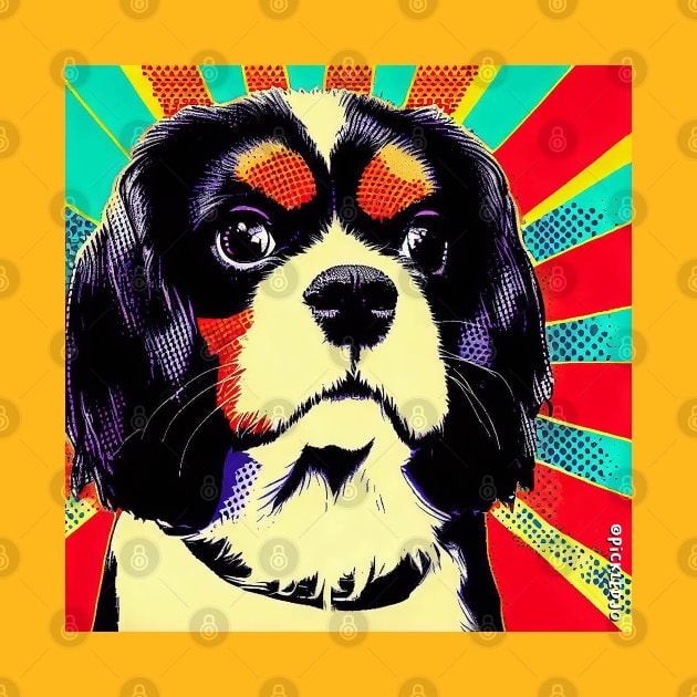 Tri Colour King Charles Pop Art by Sketchy