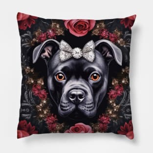 Cute Black Staffy Pillow