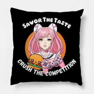 Burger gamer girl Pillow