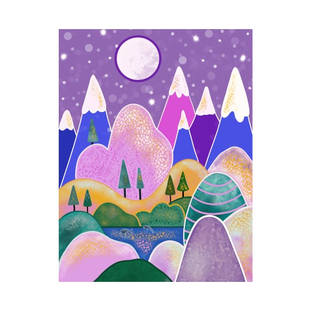 Whimsical Mountains Nature by SartorisArt1