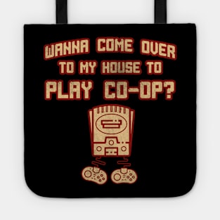 "Wanna Come Over To My House To Play Co-Op" Retro Vintage Gaming Console Tote