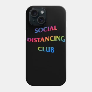 Social Distancing Club Rainbow Wavy Text Phone Case