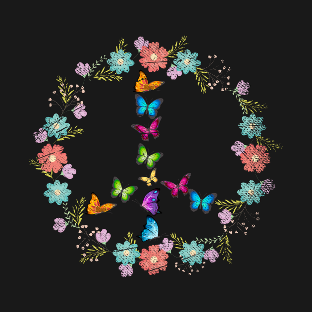 Butterfly Flower Peace Sign Peace Sign T Shirt Teepublic 