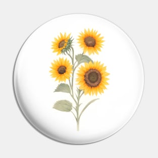 Sunflower Minimal Watercolor Art Pin