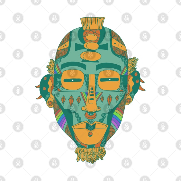 Mountain Green African Mask 5 by kenallouis