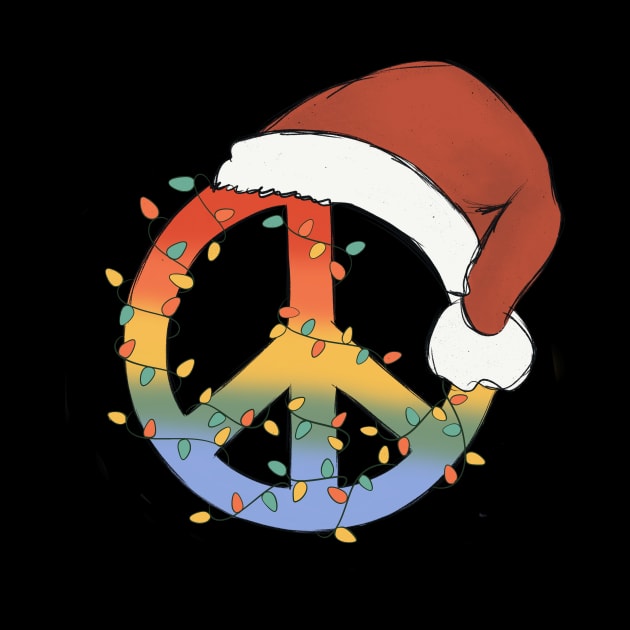 Peace Symbol Christmas Light Santa Hat by Teewyld