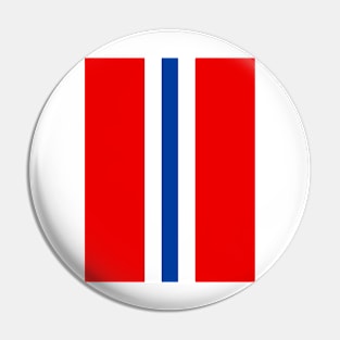 Retro Rangers Vertical Bar Stripes Red, White, Blue Pin