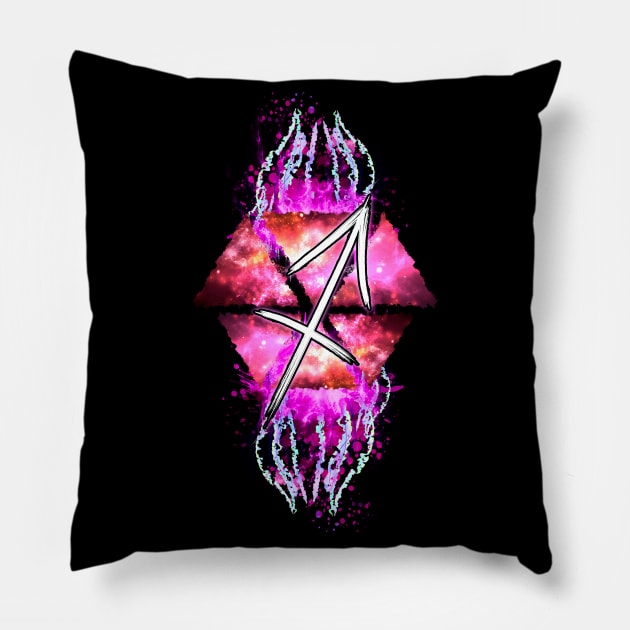 Sagittarius Zodiac - Pink Abstract Pillow by Scailaret