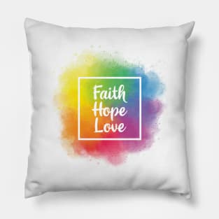 faith hope love rainbow brush Pillow