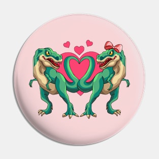 T Rex in Love Valentine's Day Funny Love Hearts Dinosaur Pin