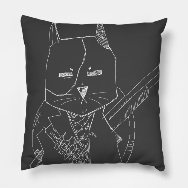 Cat Assassin / Mercenary Pillow by monoblocpotato