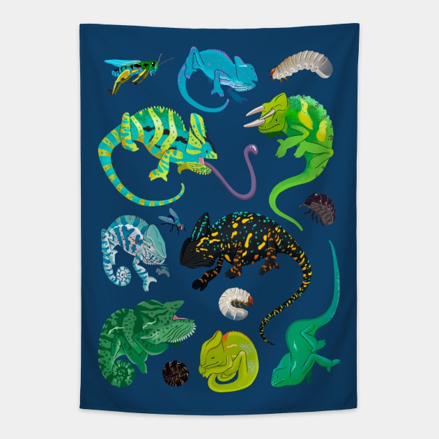 Creepy Crawly Friends Tapestry by ChromaChamelea