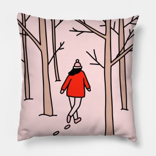 Walk Through the Snowy Woods Pillow