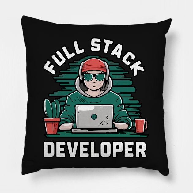 Full Stack Developer Hacker Themed Pillow by GrafiqueDynasty