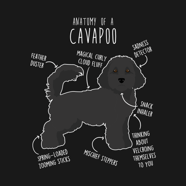 Black Cavapoo Dog Anatomy by Psitta