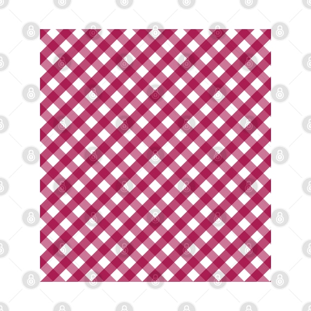 Cranberry Pink and White Check Gingham Plaid by squeakyricardo