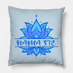 Namaste Yoga symbol - Blue Lotus Pillow