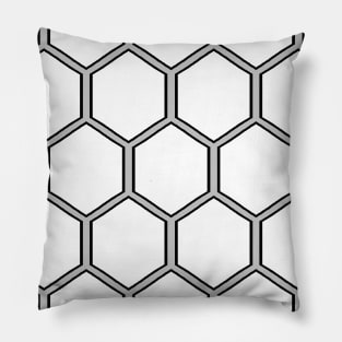 Honeycomb Geometric black on white Pillow