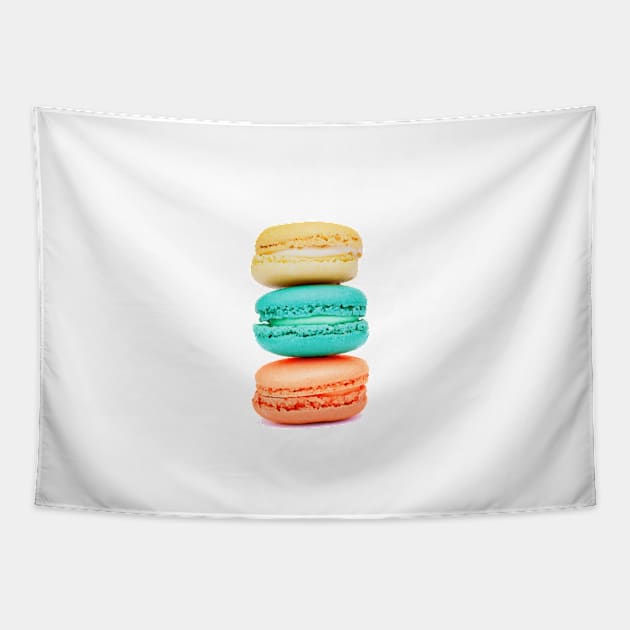 Stack of Macarons - Coral Aqua and Yellow Tapestry by latheandquill