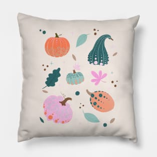 Pastel pink, orange and teal pumpkins Pillow