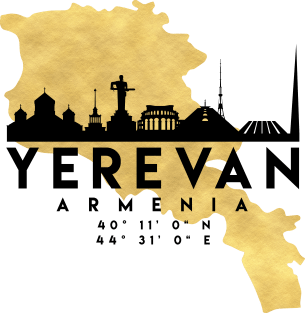 Yerevan Armenia Skyline Map Art Magnet