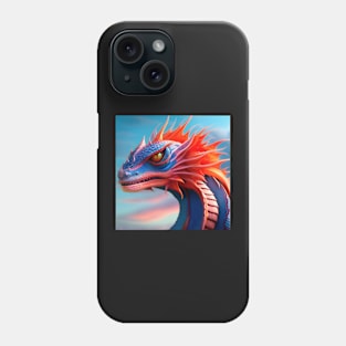 Blue and Pink Dragon with Orange Fins Phone Case