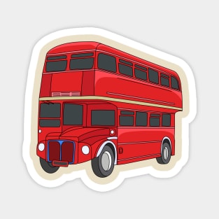 Double-decker bus cartoon illustration Magnet