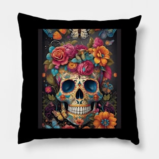 Celebrate Mexico's Heritage: Traditional Sugar Skull Beauty Pillow