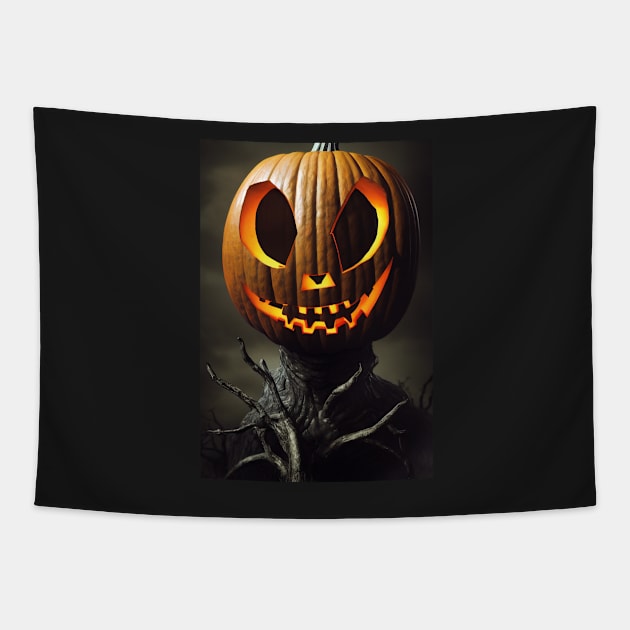 halloween scary pumpkin monster Tapestry by ai1art