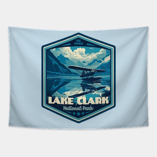 Lake Clark National Park Vintage WPA Style National Parks Art Tapestry by GIANTSTEPDESIGN