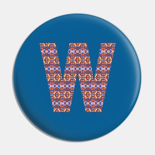 Monogram Letter W- geometric pattern Pin