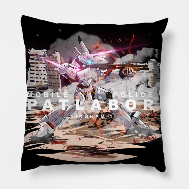 Patlabor Ingram Unit 1 Tshirt Pillow by CoretanVector