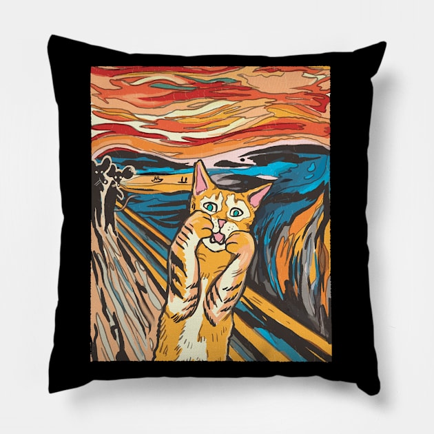 Funny Cat Scream Pillow by StarsDesigns