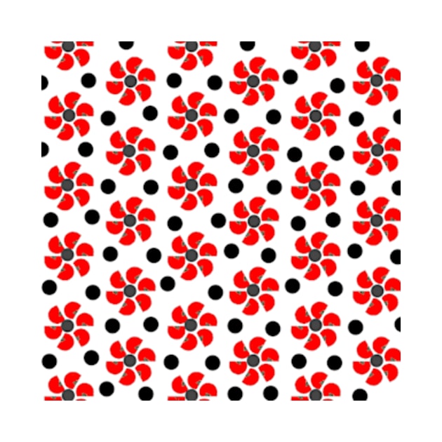 spring red white black grey floral pattern by katerina-ez