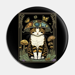 Cute Cottagecore Aesthetic Cat Mushroom Women Kids Pin