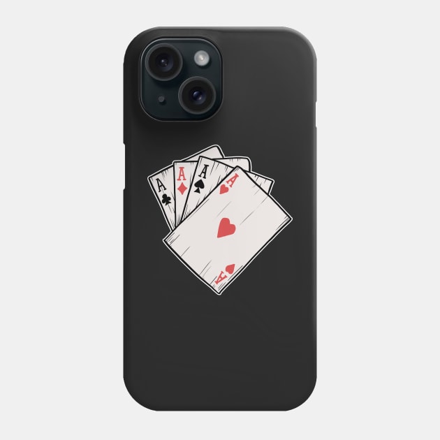 Traditional Tattoo Four Aces Playing Card Game Phone Case by Mesyo