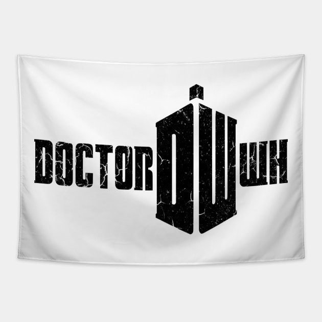 BLACK POLICE BOX Tapestry by MiaMagic