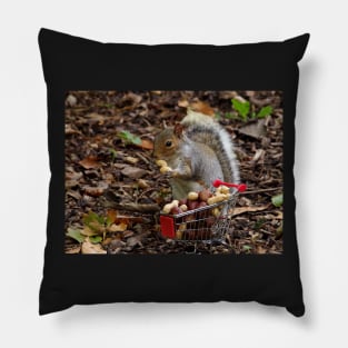 squirrel with shopping cart Pillow