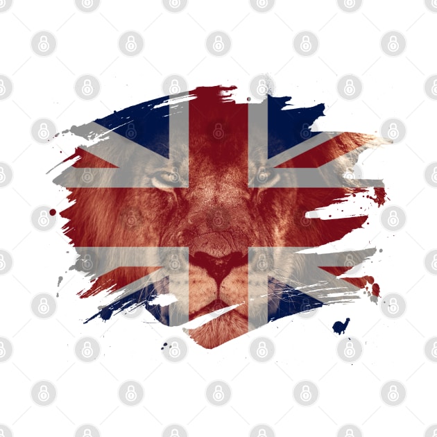 Britain Flag & African Lion Picture - British Pride Design by Family Heritage Gifts