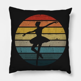 Ballet Ballerina Silhouette On A Distressed Retro Sunset graphic Pillow