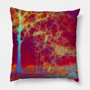 Trees and red sky Pillow