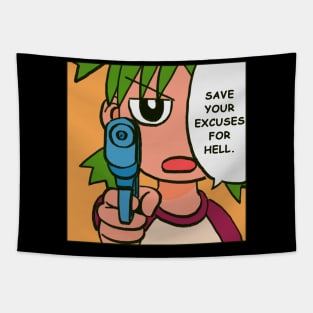 water gun yotsuba says save your excuses for hell meme Tapestry