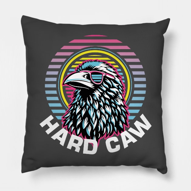 Hard Caw Crow Pillow by Meta Cortex