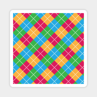 Colourful Grids with White Dots Stripes Magnet