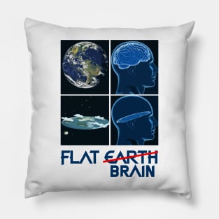 flat earth brain white Pillow