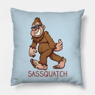 Sassquatch - Badass With An Attitude To Match  - White - Cartoon Pillow