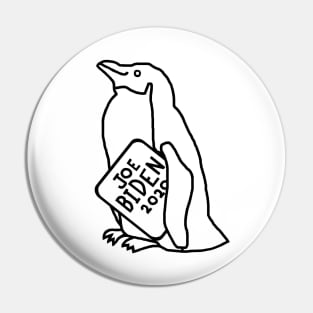 Penguin with Joe Biden 2020 Sign Outline Pin